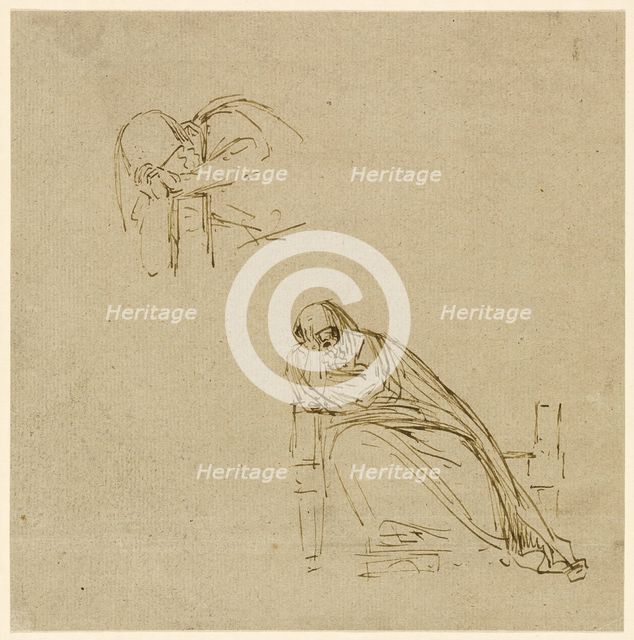 Two Sketches of a Weeping Woman, n.d. Creator: Benjamin West.