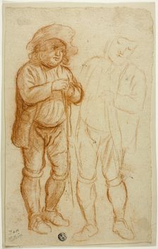 Two Sketches of Standing Man Leaning on Staff, n.d. Creator: Possibly Jan Steen Dutch, 1626-1679