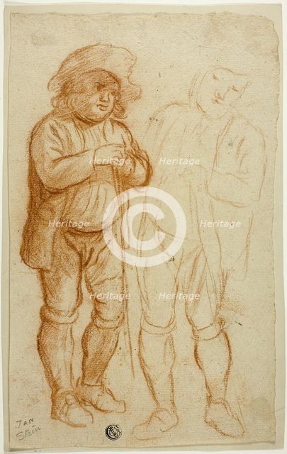 Two Sketches of Standing Man Leaning on Staff, n.d. Creator: Possibly Jan Steen Dutch, 1626-1679.
