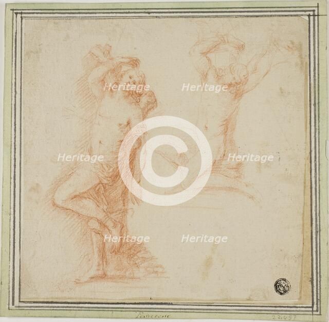 Two Sketches of Saint Sebastian, c. 1639. Creator: Simone Cantarini.