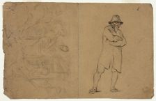 Two Sketches: Standing Man with Arms Folded and Group of Figures, n.d. Creator: Jean-Baptiste Carpeaux