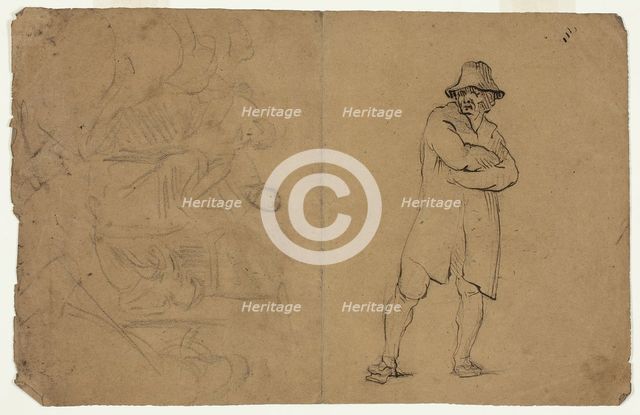 Two Sketches: Standing Man with Arms Folded and Group of Figures, n.d. Creator: Jean-Baptiste Carpeaux.