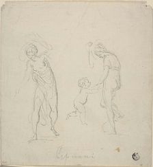 Two Sketches: Standing Woman, Woman Dancing with Child, n.d. Creator: Giovanni Battista Cipriani