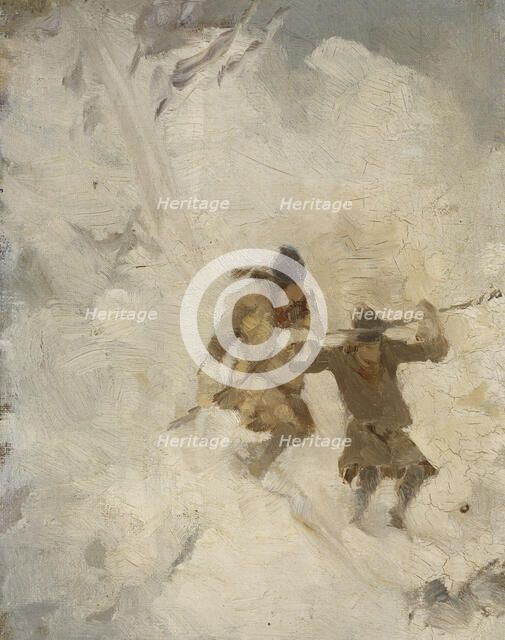 Two Skiing Sami. Study. Creator: Anna Nordlander.