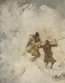 Two Skiing Sami. Study. Creator: Anna Nordlander