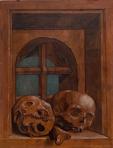 Two skulls in a window niche, 1520. Creator: Hans Holbein the Younger