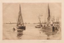 Two Sloops on the East River, 1889. Creator: Charles Adams Platt (American, 1861-1933)