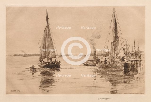 Two Sloops on the East River, 1889. Creator: Charles Adams Platt (American, 1861-1933).