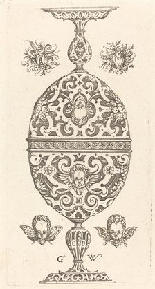 Two small goblets superimposed in reverse, published 1579. Creator: Georg Wechter I