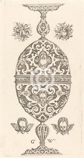 Two small goblets superimposed in reverse, published 1579. Creator: Georg Wechter I.