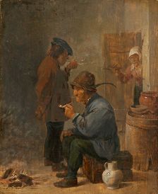 Two Smoking Peasants at the Coal Fire, c1634. Creator: David Teniers II