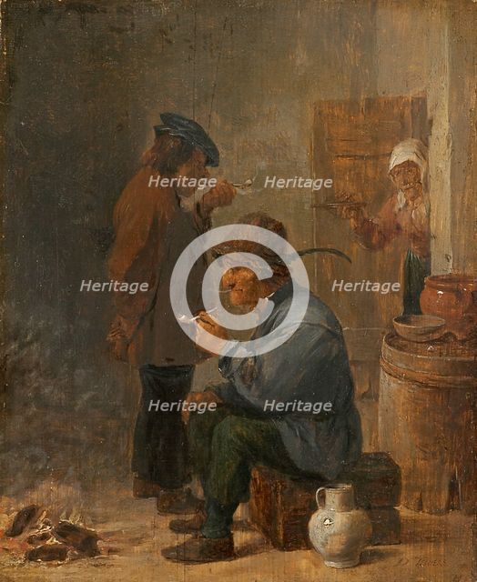 Two Smoking Peasants at the Coal Fire, c1634. Creator: David Teniers II.