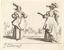 Two Society Women, c. 1623. Creator: Jacques Callot
