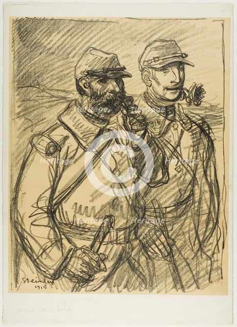 Two Soldiers, 1915. Creator: Theophile Alexandre Steinlen.