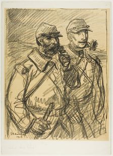 Two Soldiers, 1915. Creator: Theophile Alexandre Steinlen