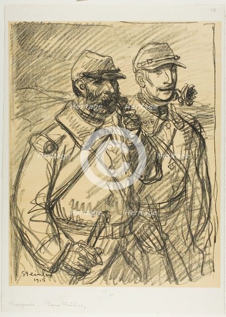 Two Soldiers, 1915. Creator: Theophile Alexandre Steinlen.