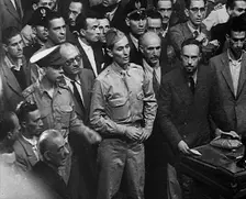 Two Soldiers at a Trial of Leading Fascists, 1944. Creator: British Pathe Ltd