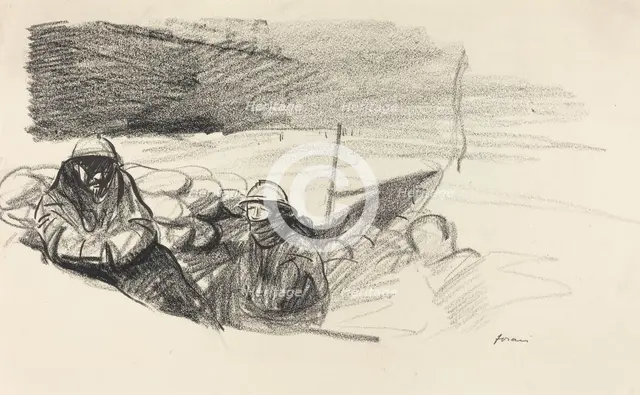 Two Soldiers in a Trench, c. 1914/1919. Creator: Jean Louis Forain.