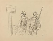 Two Soldiers Looking at a Placard, probably 1918. Creator: Jean Louis Forain