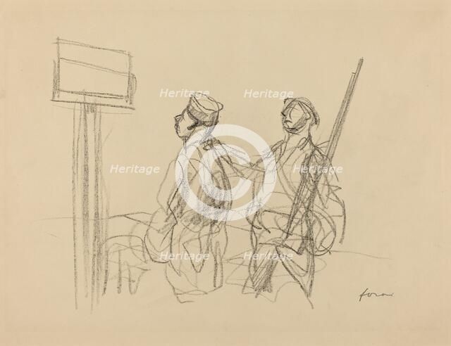 Two Soldiers Looking at a Placard, probably 1918. Creator: Jean Louis Forain.