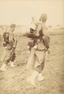 [Two Soldiers Packing Gear], 1890s. Creator: Unknown