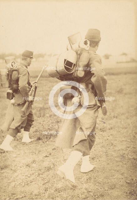 [Two Soldiers Packing Gear], 1890s. Creator: Unknown.