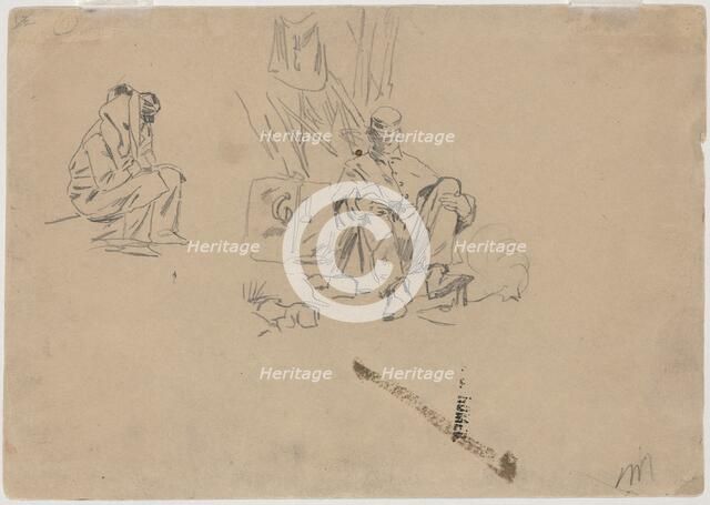 Two Soldiers Resting [verso], 1862. Creator: Winslow Homer.