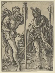 Two Soldiers with Lance and Halberd Conversing, ca. 1515. Creator: Hans Schäufelein the Elder