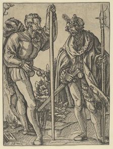 Two Soldiers with Lance and Halberd Conversing, ca. 1515. Creator: Hans Schäufelein the Elder