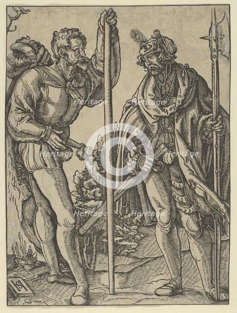 Two Soldiers with Lance and Halberd Conversing, ca. 1515. Creator: Hans Schäufelein the Elder.