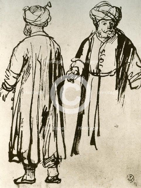 'Two Turks Walking', 1913.Artist: Rembrandt Harmensz van Rijn    