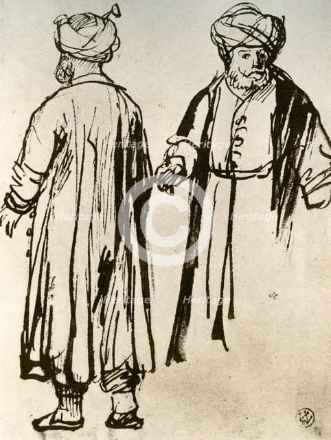 'Two Turks Walking', 1913.Artist: Rembrandt Harmensz van Rijn    
