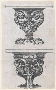 Two Table Designs, 1565-70. Creator: Jacques Androuet Du Cerceau