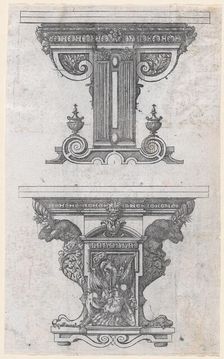 Two Table Designs, 1565-70. Creator: Jacques Androuet Du Cerceau
