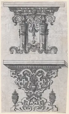 Two Table Designs, 1565-70. Creator: Jacques Androuet Du Cerceau