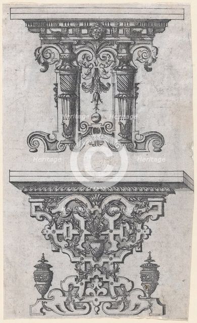 Two Table Designs, 1565-70. Creator: Jacques Androuet Du Cerceau.