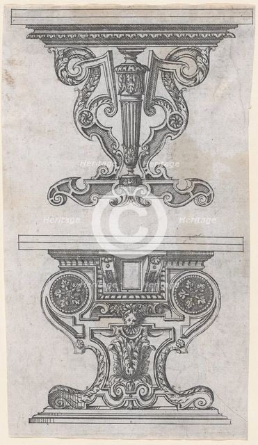Two Table Designs, 1565-70. Creator: Jacques Androuet Du Cerceau.