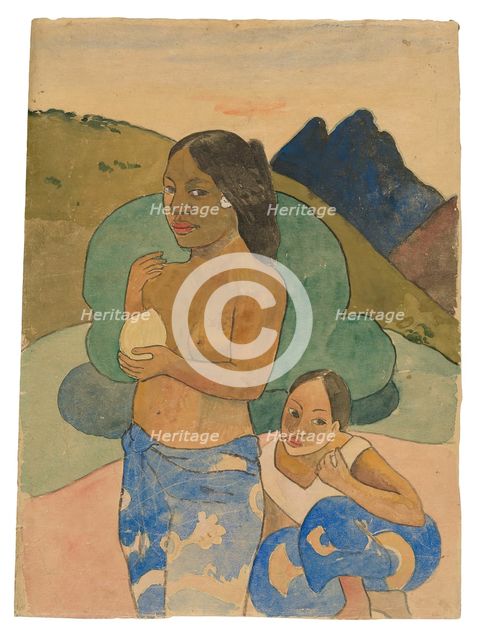 Two Tahitian Women in a Landscape, c. 1892. Creator: Paul Gauguin.