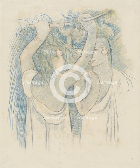 Two Tahitians Gathering Fruit [verso], 1899/1900. Creator: Paul Gauguin.