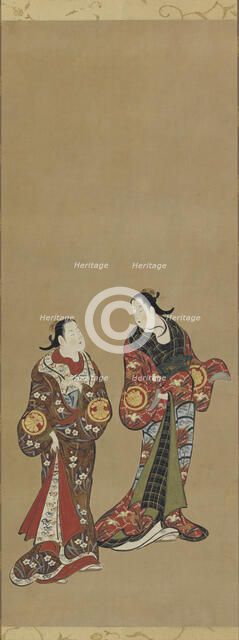 Two tall women in dark robes, Edo period, 1615-1868. Creator: Unknown.