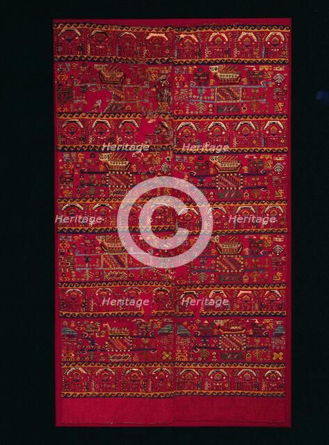 Two Tapestry-woven Panel Fragments, 1000-1460s. Creator: Unknown.