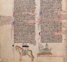 Two Templars on one horse (From Chronica maiora I by Matthew Paris), 13th century. Artist: Paris, Matthew (c. 1200-1259)