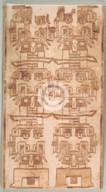 Two Textile Fragment with Fanged Heads, 500-200 BC. Creator: Unknown.