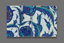 Two Tiles with Continuous Floral Pattern, Ottoman dynasty (1299-1923), c.1560. Creator: Unknown