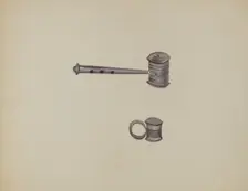 Two Tin Rattles, c. 1936. Creator: Raoul Du Bois