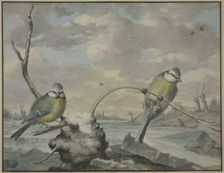 Two tits in the winter, 1775. Creator: Gijsbertus Haasbroek