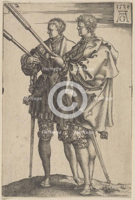 Two Torch-Bearers, 1538. Creator: Aldegrever, Heinrich (1502-1560).