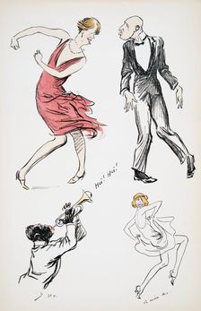 Two transvestites and man in black tie dancing to a saxophone, from White Bottoms pub. 1927