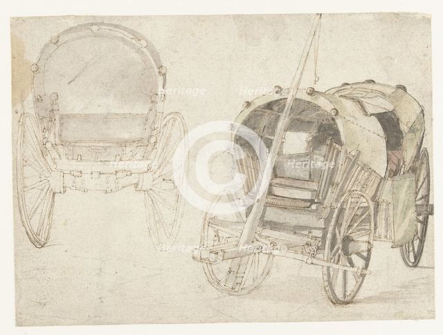 Two travel cars, 1633-1687. Creator: Gillis Neyts.