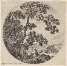 Two Travelers Passing by an Old Oak Tree, 1656. Creator: Stefano della Bella